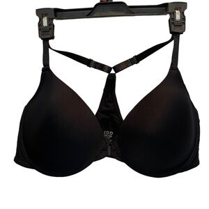 IZOD women's size 42D black underwire padded front closure lace bra Racerback